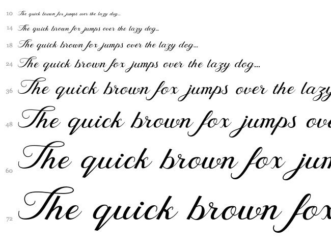 Behind Script font waterfall